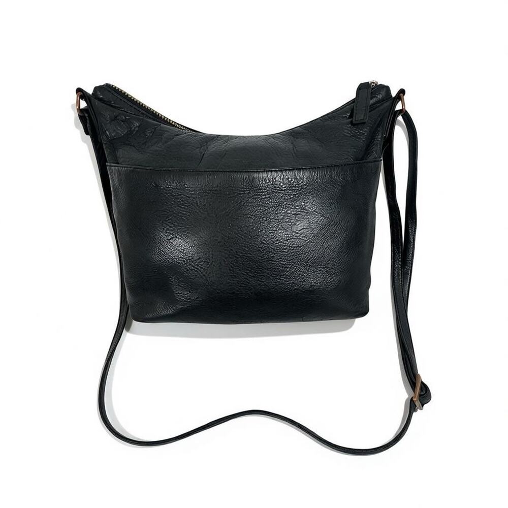 Margot Black Leather Crossbody Bag Women’s Adjustable Strap Zip Pockets Purse